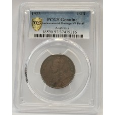 AUSTRALIA 1923 . HALF 1/2  PENNY . GENUINE